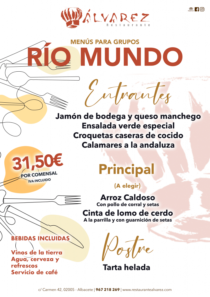 Menú RIO MUNDO Restaurante Álvarez