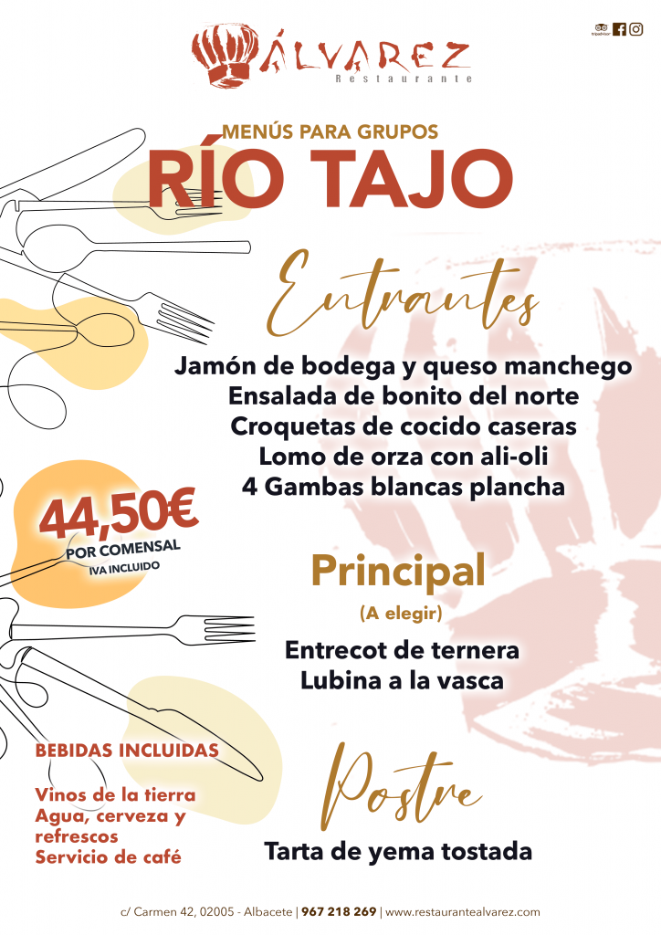Menú RIO TAJO Restaurante Álvarez